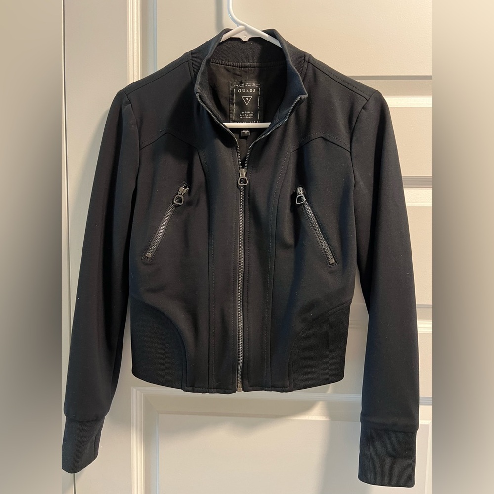 Guess jeans Women's Black moto Bomber Jacket size XS